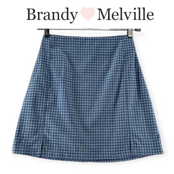 Brandy Melville Dresses & Skirts - Brandy Melville Blue Plaid Cara Mini High Waist Pencil Skirt | size XXS | Spring